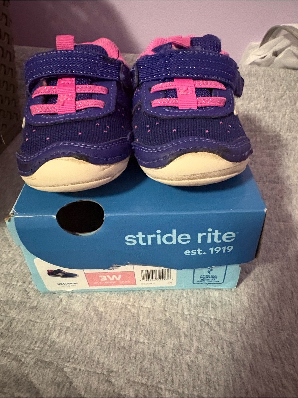 Stride Rite Purple and Pink Toddler Athletic Shoes 3W